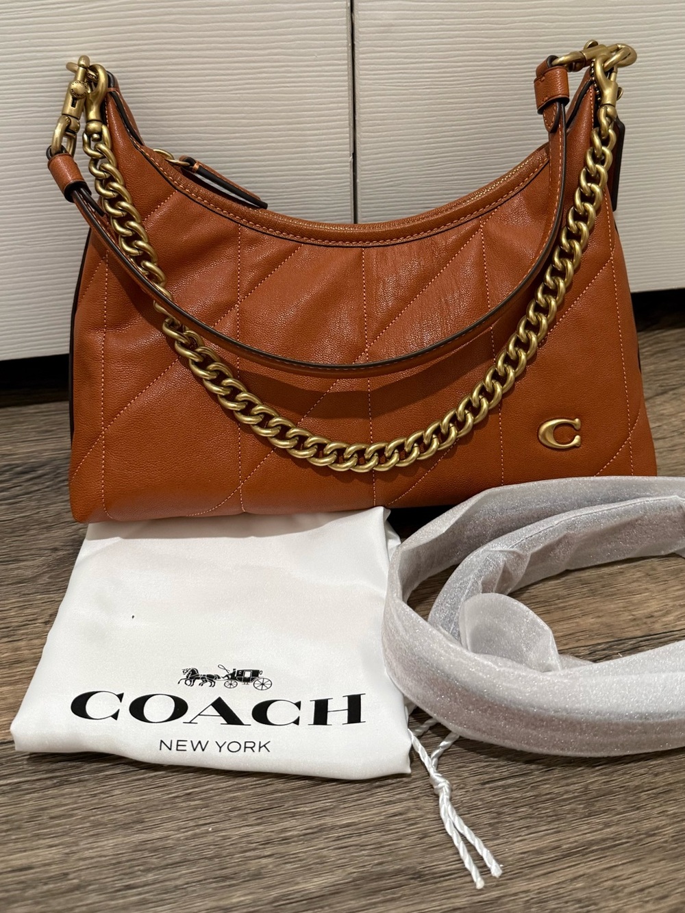 COACH Juliet Quilted Shoulder Bag 25 in Amber Brown NWOT/PRICE FIRM - Picture 6 of 11